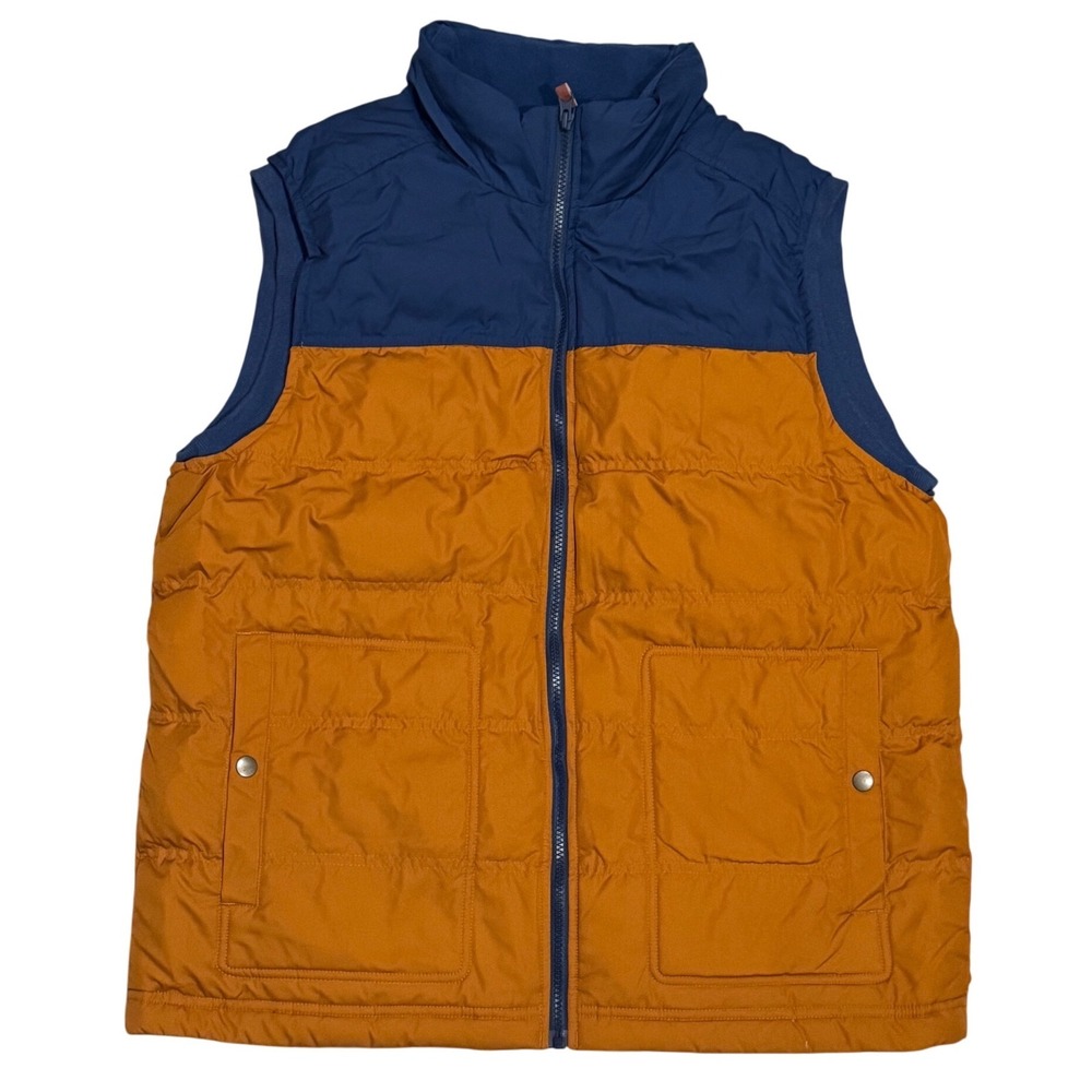 Alpine Design Puffer Vest Mens Large Blue Orange Excellent Down Fill Quilted
